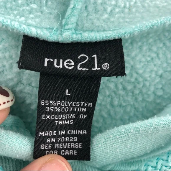 Rue21 Hoodie Womens Large Limited Edition Checkered Sleeve Kangaroo Pocket - Picture 4 of 13